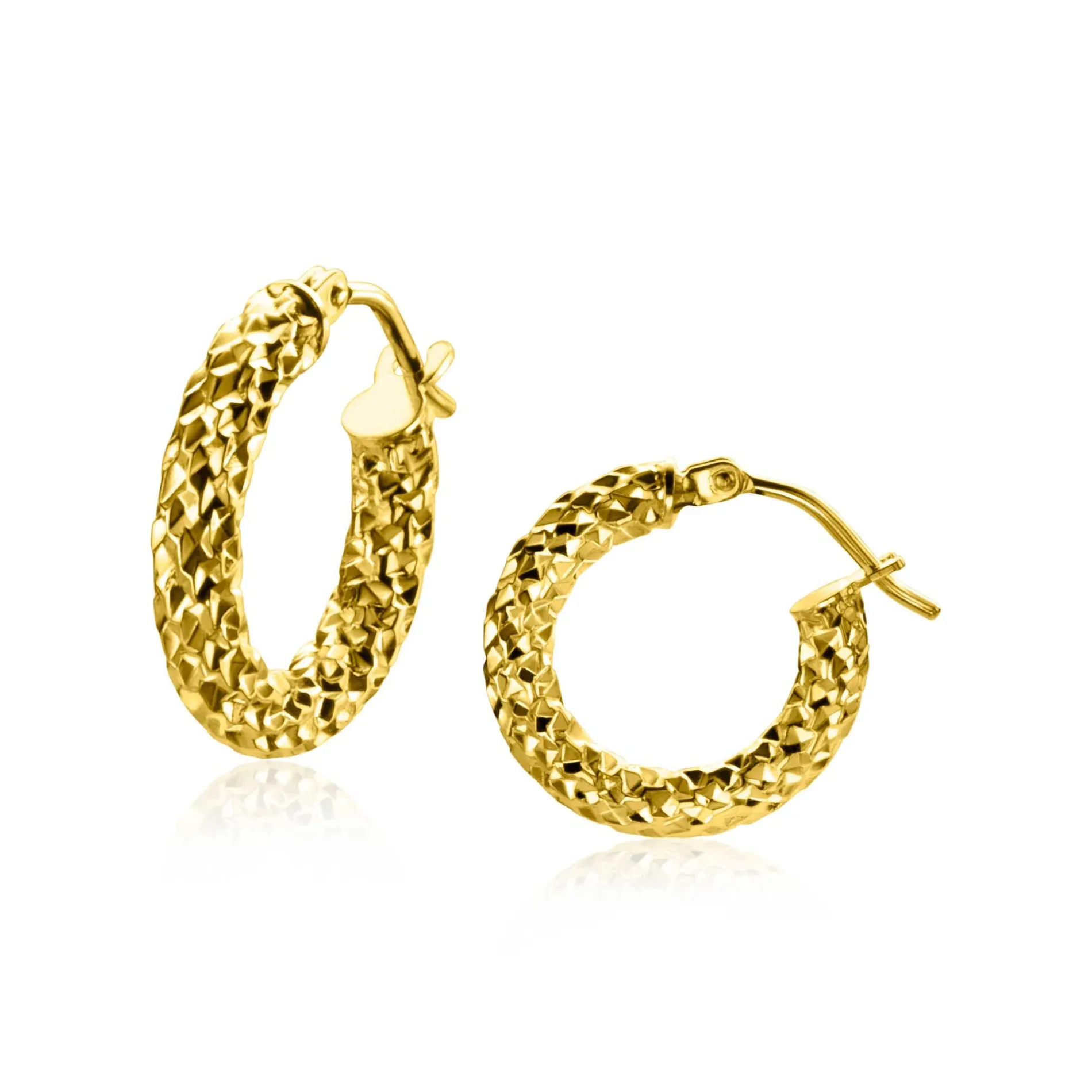 16mm ZINZI Gold 14 krt gouden oorringen met schitterende bewerkte buis 3mm breed ZGO327