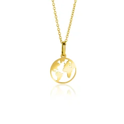 15mm ZINZI Gold 14 krt gouden hanger met wereldkaart ZGH474 (zonder collier)
