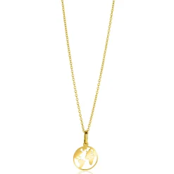 15mm ZINZI Gold 14 krt gouden hanger met wereldkaart ZGH474 (zonder collier)