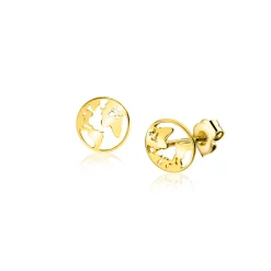 6,5mm ZINZI Gold 14 krt gouden oorknoppen met wereldkaart ZGO474