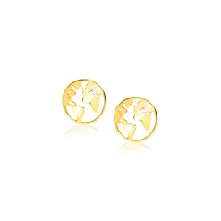 6,5mm ZINZI Gold 14 krt gouden oorknoppen met wereldkaart ZGO474