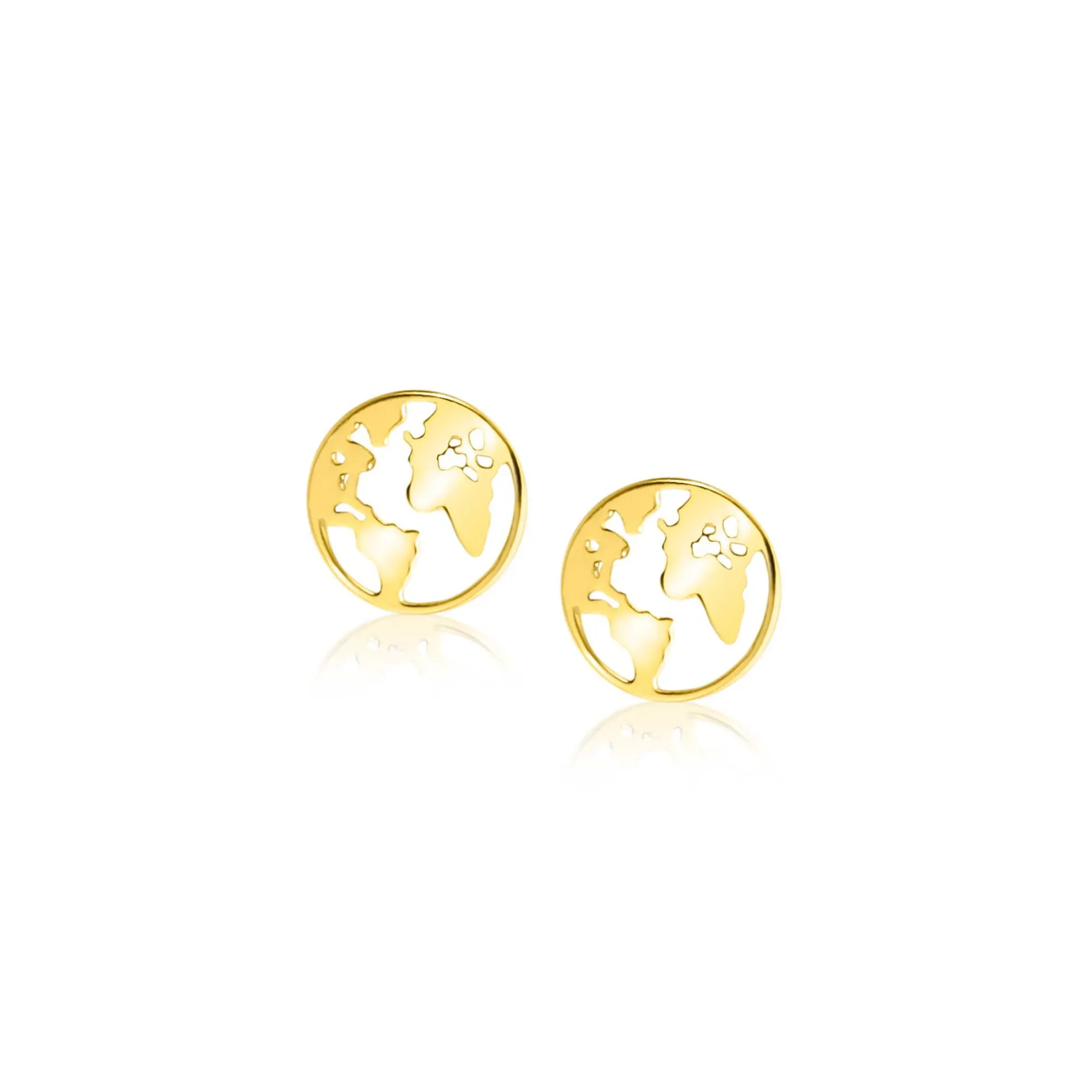 6,5mm ZINZI Gold 14 krt gouden oorknoppen met wereldkaart ZGO474