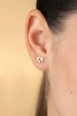 6,5mm ZINZI Gold 14 krt gouden oorknoppen met wereldkaart ZGO474