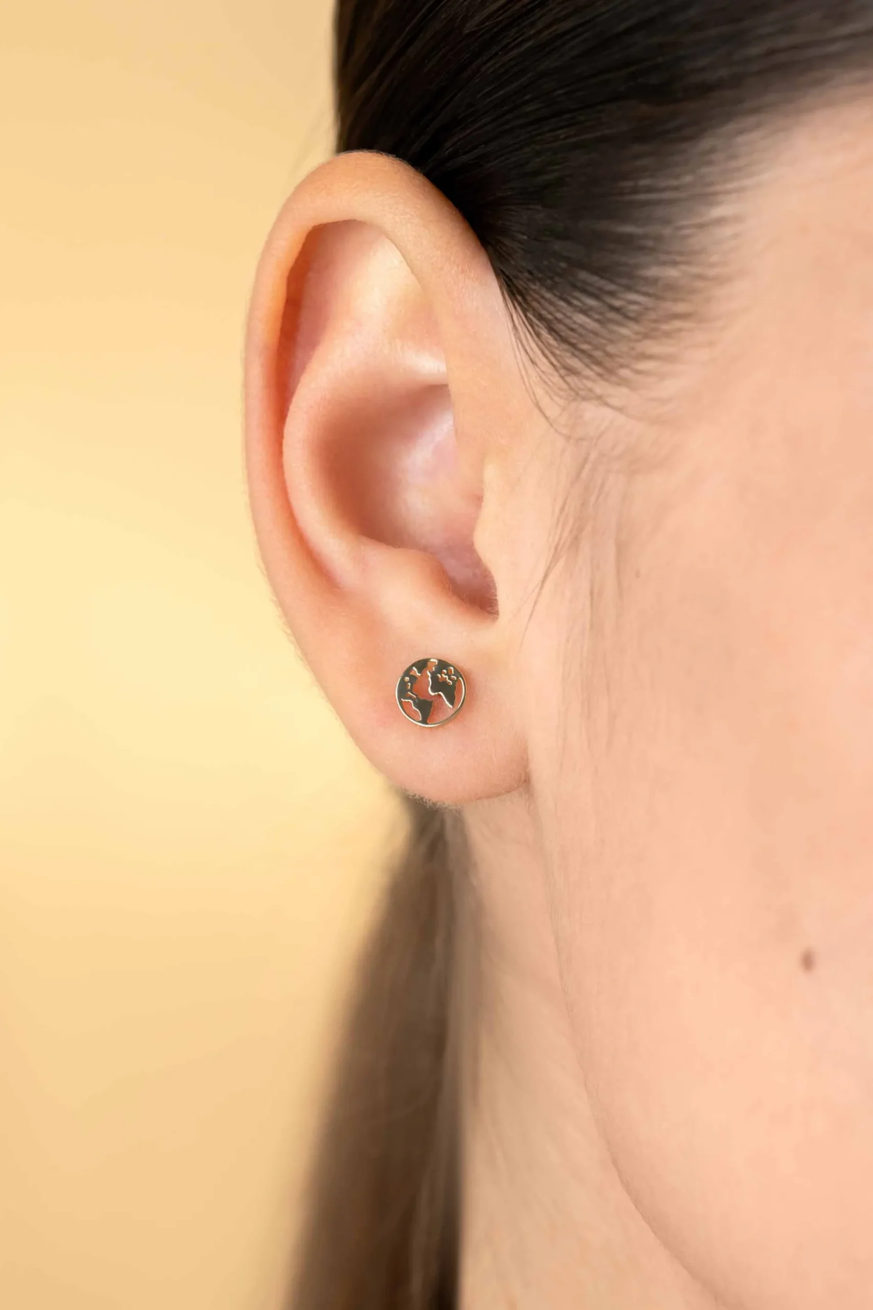 6,5mm ZINZI Gold 14 krt gouden oorknoppen met wereldkaart ZGO474