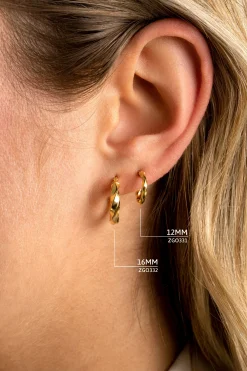 12mm ZINZI Gold 14 krt gouden oorringen gedraaide buis 2mm breed ZGO331