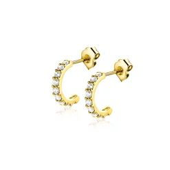 8mm ZINZI Gold 14 krt gouden halve oorringen bezet met witte zirconia's ZGO458