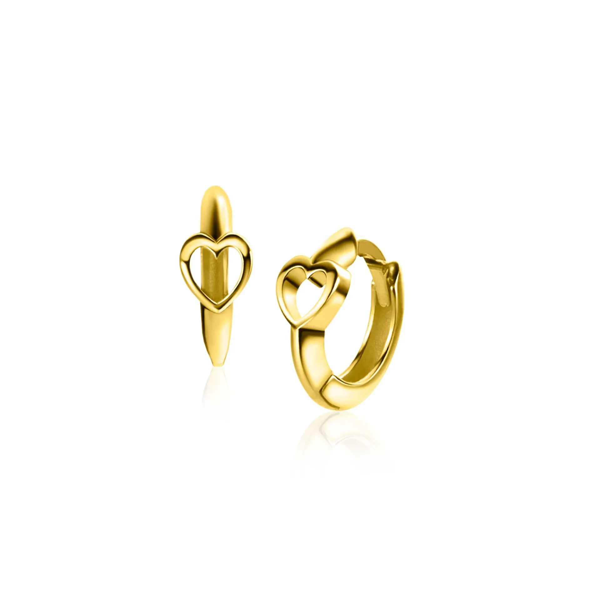 10mm ZINZI Gold 14 krt gouden oorringen met open harten, luxe klapsluiting 10 x 1,6mm ZGO449