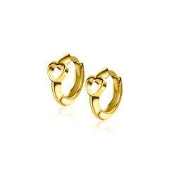 10mm ZINZI Gold 14 krt gouden oorringen met open harten, luxe klapsluiting 10 x 1,6mm ZGO449
