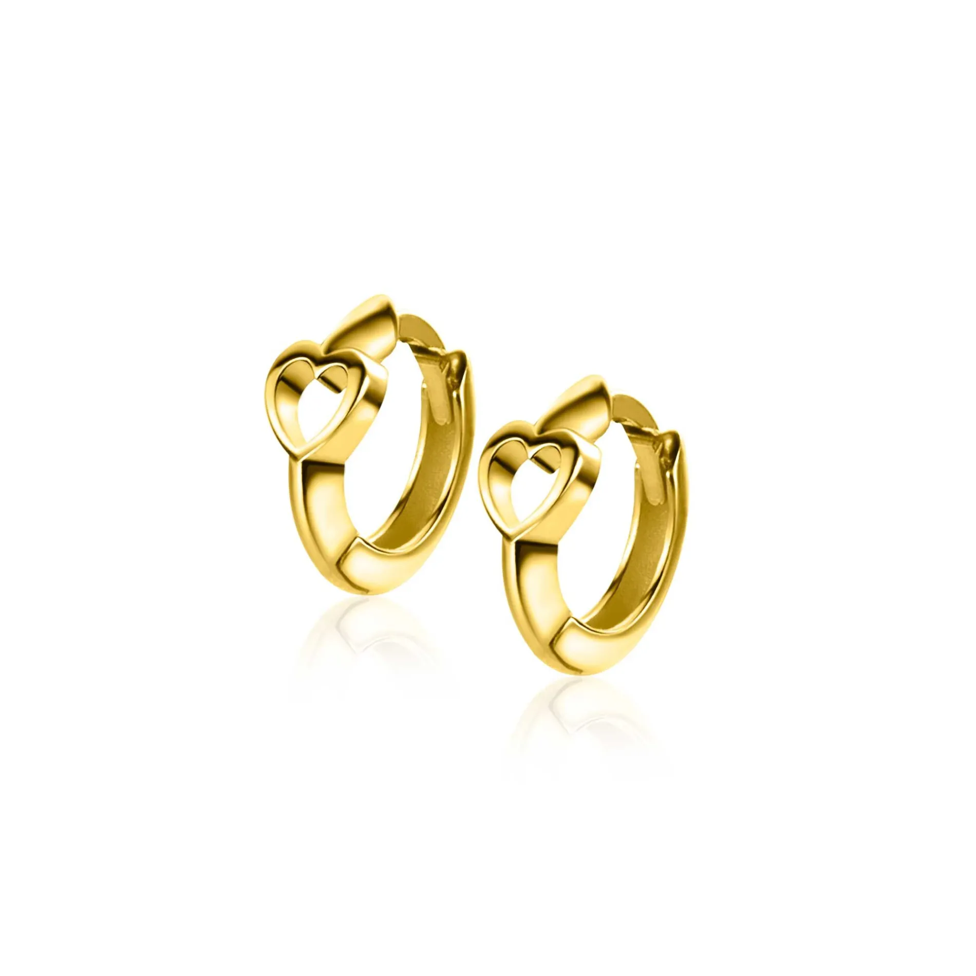 10mm ZINZI Gold 14 krt gouden oorringen met open harten, luxe klapsluiting 10 x 1,6mm ZGO449