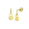 15mm ZINZI Gold 14 krt gouden oorknoppen met rechthoekig plaatje en bezet met witte zirkonia in een sterzetting ZGO510
