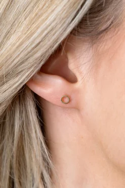 5mm ZINZI Gold 14 krt gouden ronde oorknoppen met gedraaid motief 5mm ZGO400
