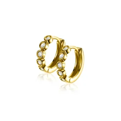 13mm ZINZI Gold 14 krt gouden oorringen met ronde zettingen bezet met witte zirconia's, luxe klapsluiting 13mm x 2,7mm buis ZGO507