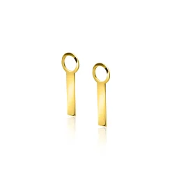 15mm ZINZI Gold 14 krt gouden oorbedels met glad staafje ZGCH479 (zonder oorringen)