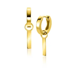 15mm ZINZI Gold 14 krt gouden oorbedels met glad staafje ZGCH479 (zonder oorringen)