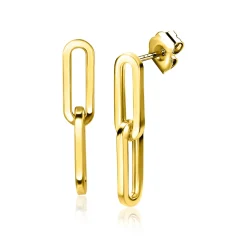20mm ZINZI Gold 14 krt gouden oorstekers met twee trendy paperclip-schakels 20mm ZGO344