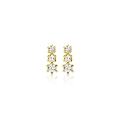6,5mm ZINZI Gold 14 krt gouden oorstekers bezet met een rij aan witte zirkonia's ZGO543
