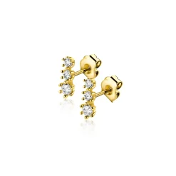 6,5mm ZINZI Gold 14 krt gouden oorstekers bezet met een rij aan witte zirkonia's ZGO543