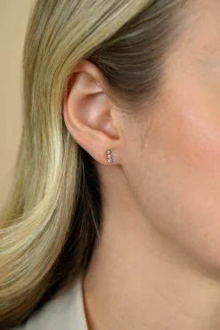 6,5mm ZINZI Gold 14 krt gouden oorstekers bezet met een rij aan witte zirkonia's ZGO543