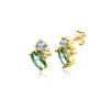 8mm ZINZI Gold 14 krt gouden fantasie oorstekers bezet met champagne, lichtblauwe en groene zirconia's ZGO379
