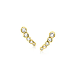 10mm ZINZI Gold 14 krt gouden oorknoppen met vijf ronde witte zirconia's ZGO413