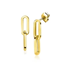 25mm ZINZI Gold 14 krt gouden oorstekers met twee trendy paperclip-schakels 25mm ZGO360