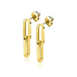 25mm ZINZI Gold 14 krt gouden oorstekers met twee trendy paperclip-schakels 25mm ZGO360