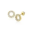 7mm ZINZI Gold 14 krt gouden oorknoppen open rondje bezet met witte zirconia's ZGO456