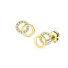 9mm ZINZI Gold 14 krt gouden oorknoppen open rondjes, glad en bezet met witte zirconia's ZGO466