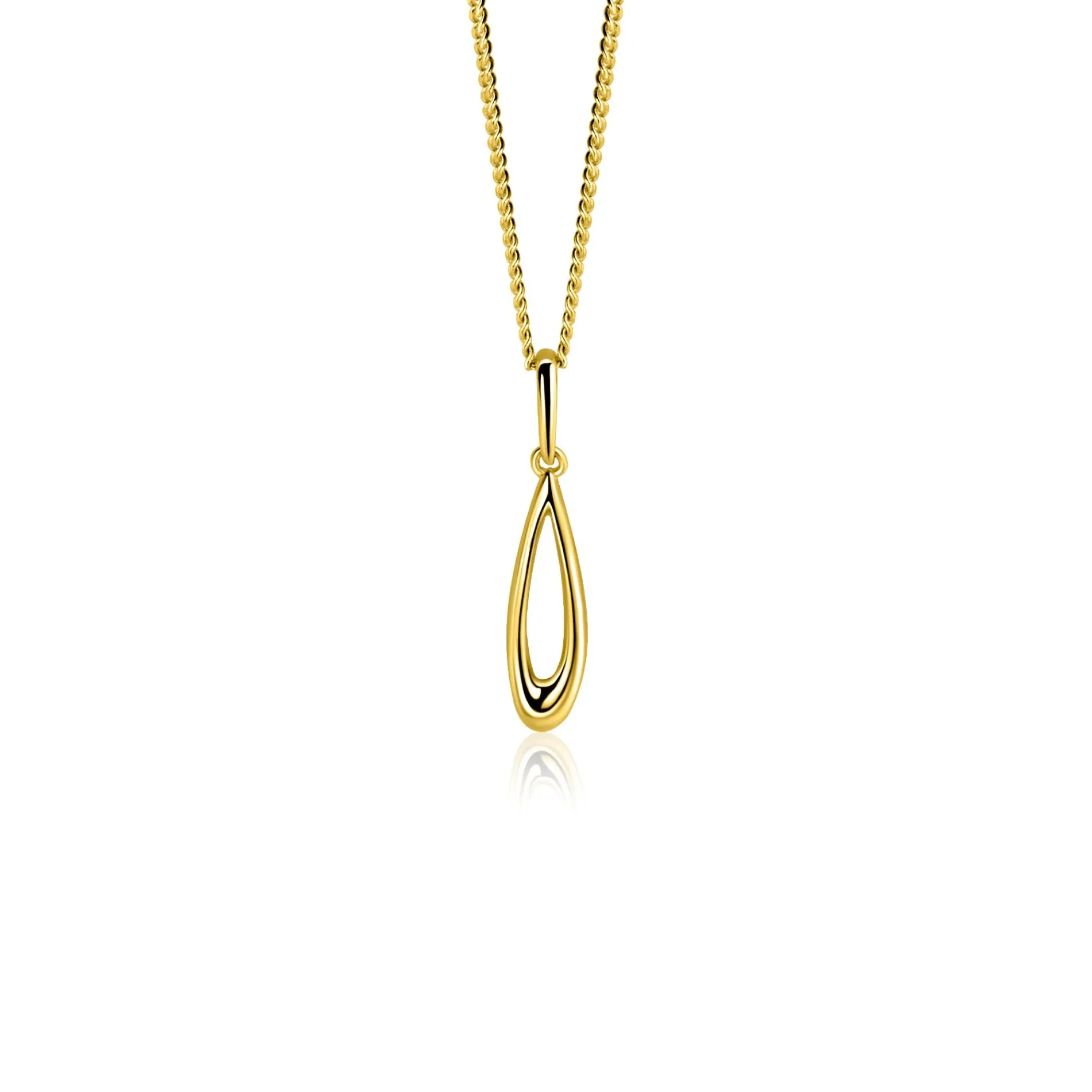 21mm ZINZI Gold 14 krt gouden hanger met open peervorm ZGH541 (zonder collier)