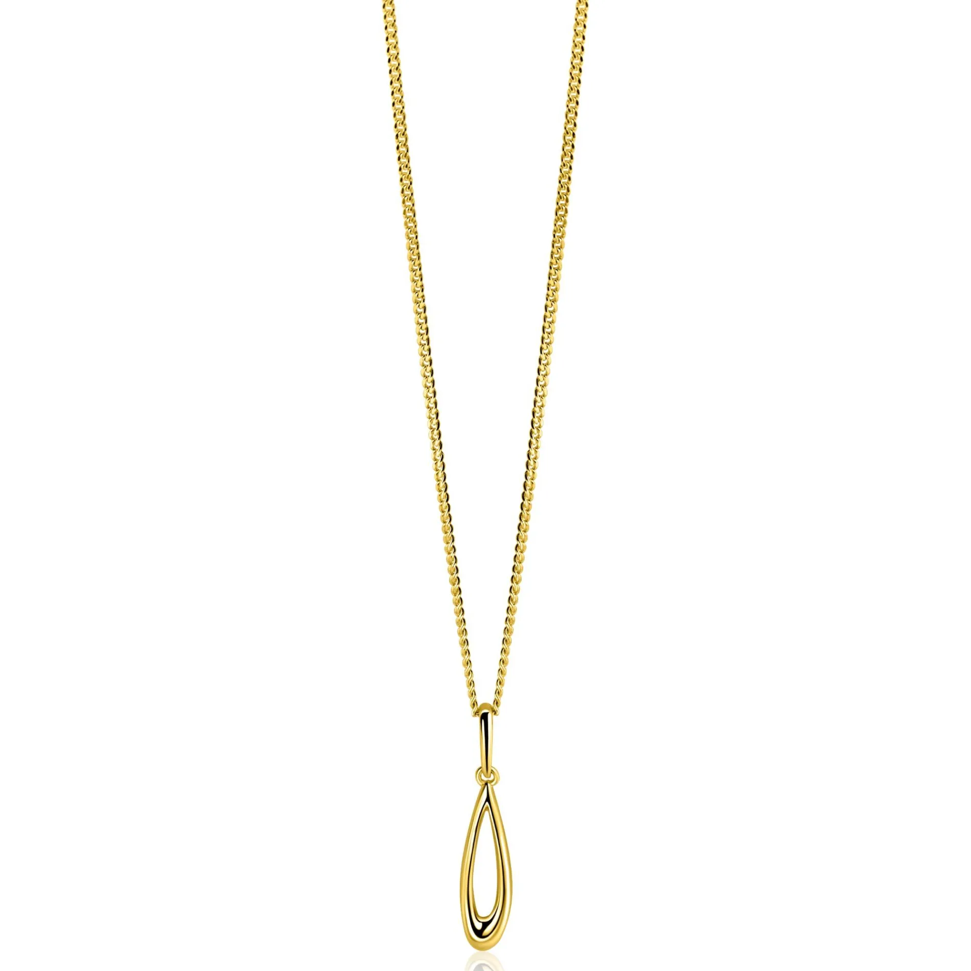 21mm ZINZI Gold 14 krt gouden hanger met open peervorm ZGH541 (zonder collier)