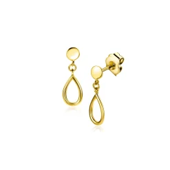 13mm ZINZI Gold 14 krt gouden oorstekers met hangende open druppelvorm ZGO521