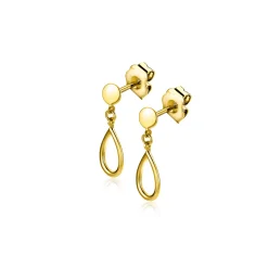 13mm ZINZI Gold 14 krt gouden oorstekers met hangende open druppelvorm ZGO521
