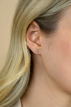 7mm ZINZI Gold 14 krt gouden fantasie oorstekers, bezet met witte zirkonia's ZGO545