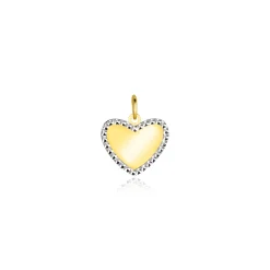 10mm ZINZI Gold 14 krt gouden hanger met glanzend hartje van 10mm en met chique witgouden parelrand ZGH364-10 (zonder collier)