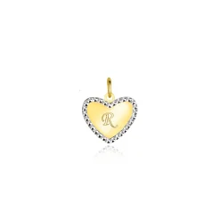10mm ZINZI Gold 14 krt gouden hanger met glanzend hartje van 10mm en met chique witgouden parelrand ZGH364-10 (zonder collier)