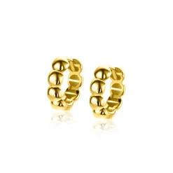 11mm ZINZI Gold 14 krt gouden oorringen met bolletjes design met luxe klapsluiting 11mm x 3,3mm buis ZGO431