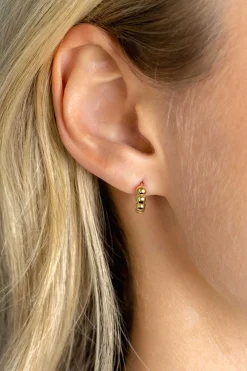 11mm ZINZI Gold 14 krt gouden oorringen met bolletjes design met luxe klapsluiting 11mm x 3,3mm buis ZGO431