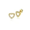 5mm ZINZI Gold 14 krt gouden oorknoppen open hartje bezet met witte zirkonia's ZGO551