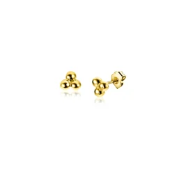 3mm ZINZI Gold 14 krt gouden oorknopjes drie gladde bolletjes in een driehoek ZGO476
