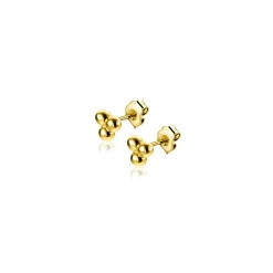3mm ZINZI Gold 14 krt gouden oorknopjes drie gladde bolletjes in een driehoek ZGO476