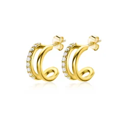 10mm ZINZI Gold 14 krt gouden fantasie oorstekers 10mm met multi-look uitstraling, 5mm breed ZGO382