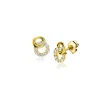 6,5mm ZINZI Gold 14 krt gouden oorstekers verbonden open rondjes, glad en bezet met witte zirconia's ZGO471
