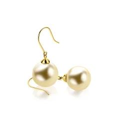 30mm ZINZI Gold 14 krt gouden oorhangers met ronde goudkleurige Swarovski crystal parel 12mm ZGO25G