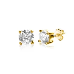 3mm ZINZI Gold 14 krt gouden oorknoppen 3mm met witte zirconia in chaton zetting ZGO385