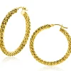 28mm ZINZI Gold 14 krt gouden oorringen met schitterende bewerkte buis 3mm breed ZGO329