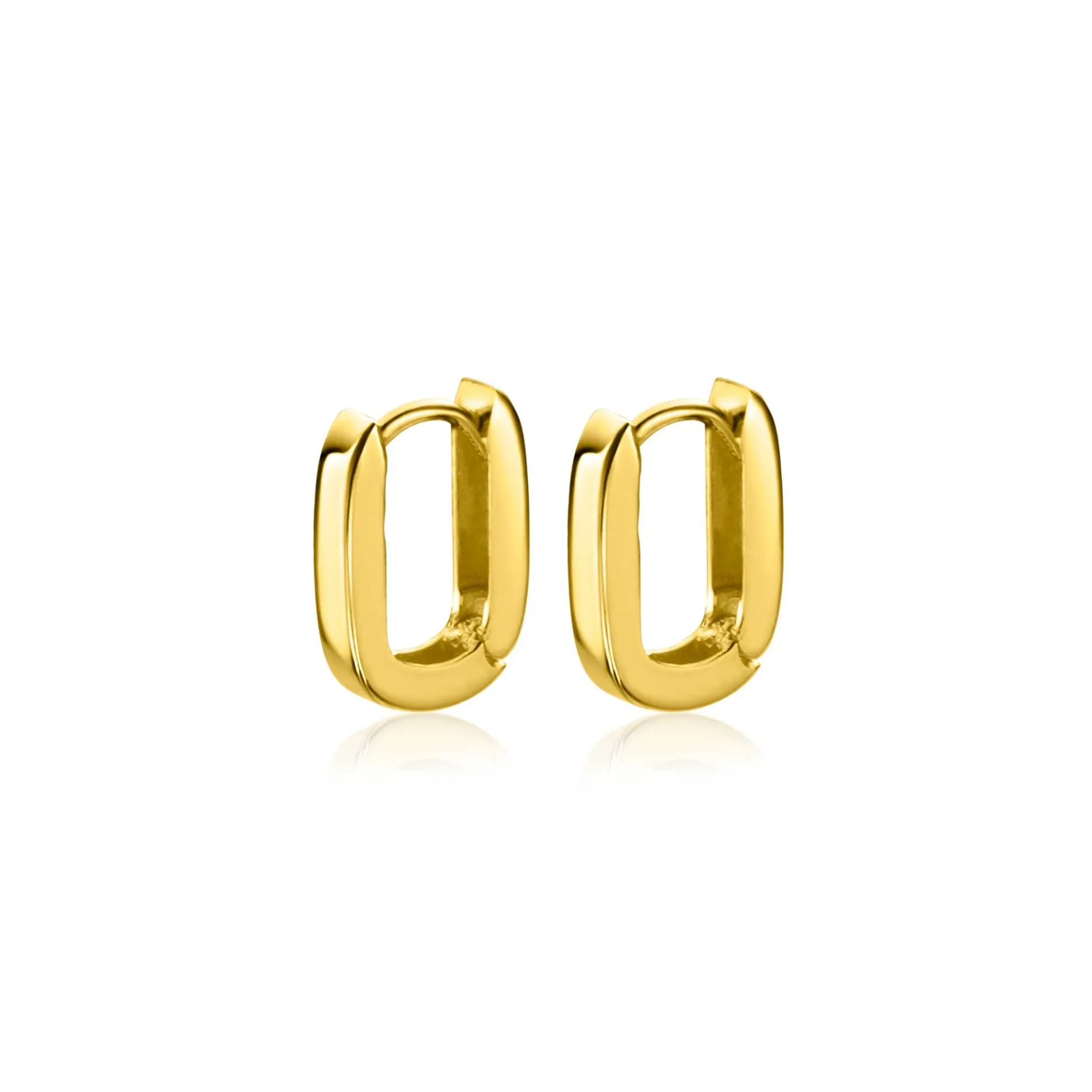 10mm ZINZI Gold 14 krt gouden rechthoekige oorringen met luxe klapsluiting 10mm x 2mm vierkante buis ZGO408