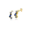 9mm ZINZI Gold 14 krt gouden fantasie oorstekers bezet met witte, lichtblauwe en donkerblauwe zirconia's ZGO381