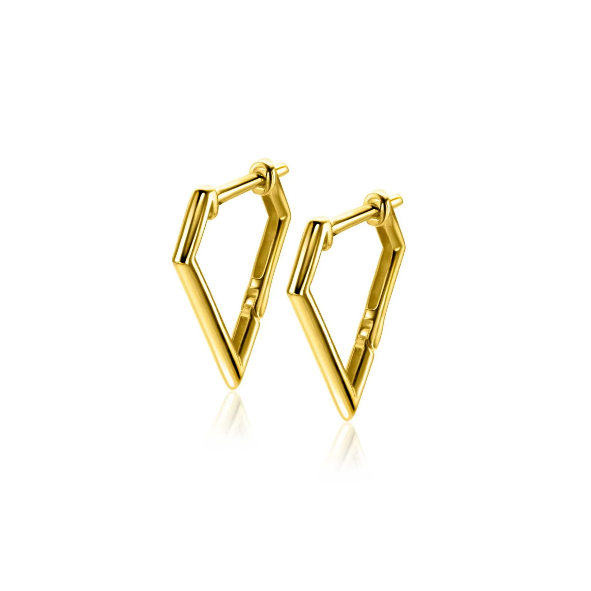 16mm ZINZI Gold 14 krt gouden oorringen in diamantsvorm met scharniersluiting 16 x 2mm ZGO526