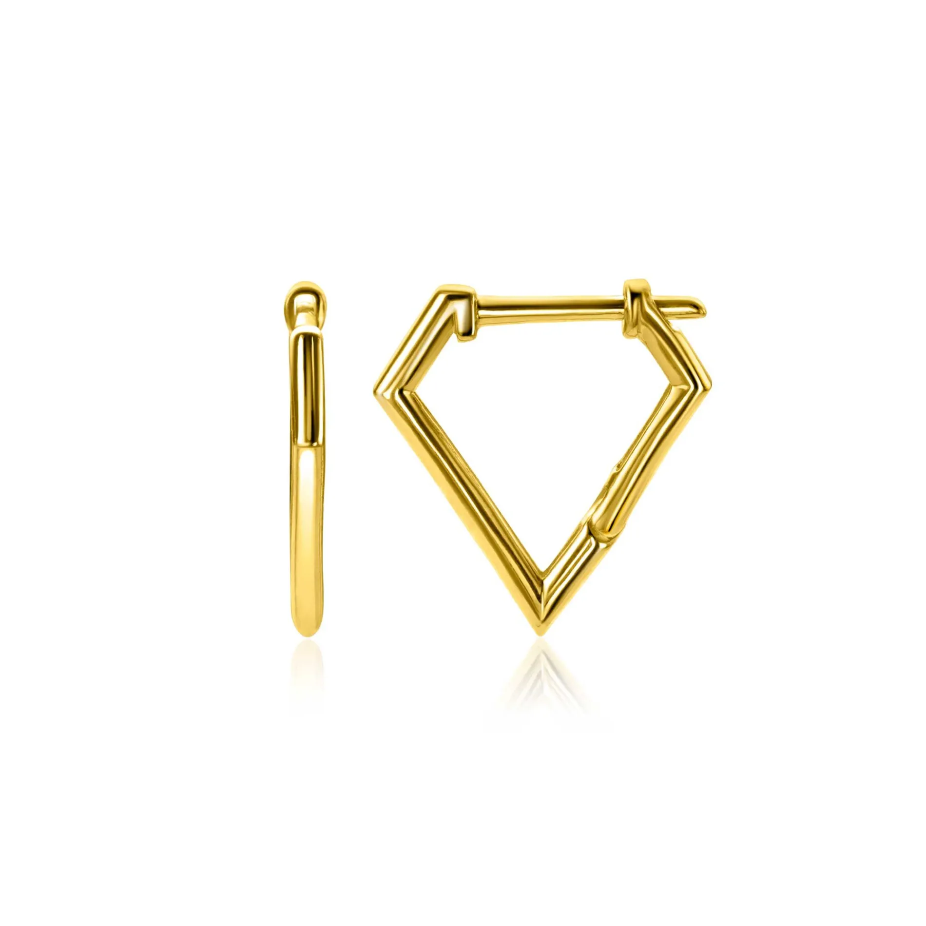 16mm ZINZI Gold 14 krt gouden oorringen in diamantsvorm met scharniersluiting 16 x 2mm ZGO526