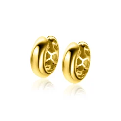 14mm ZINZI Gold 14 krt gouden oorringen brede ronde buis 5mm, met luxe klapsluiting ZGO436